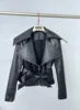 Women's Coat Elegant Leather Jacket With Large Collar