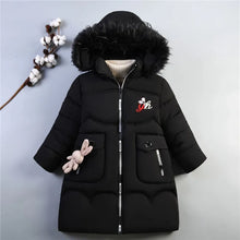 4-12 Years Winter Girls Jackets Keep Warm Thicken Christmas Coat 2023 Autumn Hooded Zipper Thickened Long Outerwear Kids Clothes