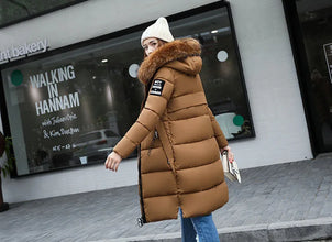 Women's Down Winter Big Fur Collar Hooded Jacket