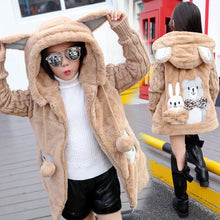 4-12 Years Winter Girls Jackets Keep Warm Thicken Christmas Coat 2023 Autumn Hooded Zipper Thickened Long Outerwear Kids Clothes
