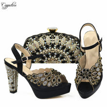 Fashion Gold High Heels Shoes And Purse Bag Set Woman Luxury Sandals Matching With Clutch Handbag Pumps Clutch CR178 11.5cm