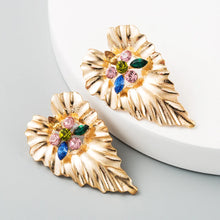 Gold Color Large Leaf Earrings Women's Statement Earrings 2021 Large Antique Pendant Earrings Bohemian Fashion Women's Jewelry