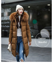 Women's Down Winter Big Fur Collar Hooded Jacket