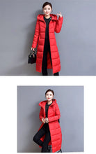 Winter Hooded Jacket Over The Knee Long Thick Women's Slim-Fitting Down Padded