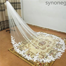 One Layer Cathedral Wedding Veil 3m/4m/5m White Lace Edge Bridal Veil with Comb Ivory Appliqued Real Photo 3m 4m 5m