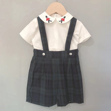 Children Boutique Clothing Set Baby Boy Clothes Soldier Embroidered Cotton Shirt British plaid Romper For 3seasons 0-5years