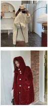 Winter Women's Faux Rabbit Fur Coat Hooded Thick And Plush Jacket