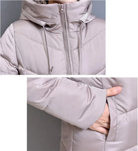 Winter Hooded Jacket Over The Knee Long Thick Women's Slim-Fitting Down Padded
