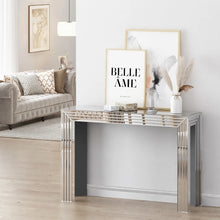 Modern Glass Top Mirrored Console Table