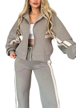 Women's S Spring Autumn New Striped Zipper Tracksuit