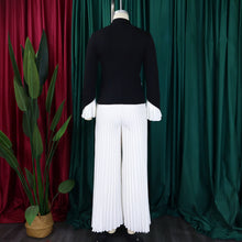 CM.YAYA Women's Set Full Flare Sleeve Button Blazer Shirt + Pleated Long Pants Suit Streetwear Two 2 Piece Set Africa OL Outfits