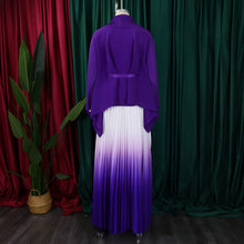 CM.YAYA Gradient Women's Set Full Sleeve Belt Blouse Shirt and Pleated Long Skirts Suit Street Two 2 Piece Set Outfit Tracksuit