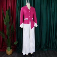 CM.YAYA Women's Set Full Flare Sleeve Button Blazer Shirt + Pleated Long Pants Suit Streetwear Two 2 Piece Set Africa OL Outfits