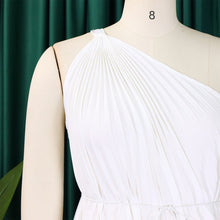 CM.YAYA Women One Shoulder Sleeveless Big Swing Pleated Knee Length Dress 2023 Fashion Street Vestidos Sexy Chic Dresses