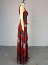 CM.YAYA Elegant Women Print Sleeveless Sweet O-neck Floor-Length Long Dress 2025 Beach Party Birthday Sexy Split Pleated Dresses