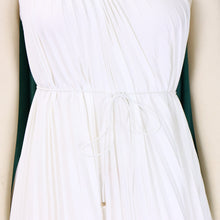 CM.YAYA Women One Shoulder Sleeveless Big Swing Pleated Knee Length Dress 2023 Fashion Street Vestidos Sexy Chic Dresses