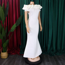 Elegant Women Long Evening Dresses Ruched Off Shoulder Slim Bodycon Mermiad White Dress Formal Party Wedding Guest Gown