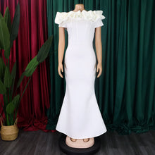 Elegant Women Long Evening Dresses Ruched Off Shoulder Slim Bodycon Mermiad White Dress Formal Party Wedding Guest Gown