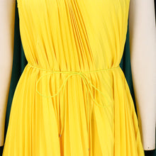 CM.YAYA Women One Shoulder Sleeveless Big Swing Pleated Knee Length Dress 2023 Fashion Street Vestidos Sexy Chic Dresses