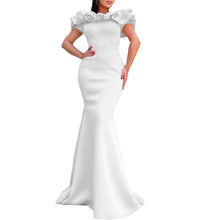 Elegant Women Long Evening Dresses Ruched Off Shoulder Slim Bodycon Mermiad White Dress Formal Party Wedding Guest Gown