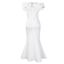 Elegant Women Long Evening Dresses Ruched Off Shoulder Slim Bodycon Mermiad White Dress Formal Party Wedding Guest Gown