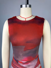 CM.YAYA Elegant Women Print Sleeveless Sweet O-neck Floor-Length Long Dress 2025 Beach Party Birthday Sexy Split Pleated Dresses