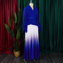 CM.YAYA Gradient Women's Set Full Sleeve Belt Blouse Shirt and Pleated Long Skirts Suit Street Two 2 Piece Set Outfit Tracksuit