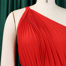 CM.YAYA Women One Shoulder Sleeveless Big Swing Pleated Knee Length Dress 2023 Fashion Street Vestidos Sexy Chic Dresses