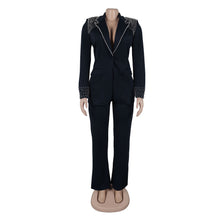 CM.YAYA Fashion Pearl Splicing Women's Set Long Sleeve Blazer and Wide Leg Pants Suit 2024 Winter OL Fall Two 2 Piece Set Outfit