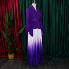 CM.YAYA Gradient Women's Set Full Sleeve Belt Blouse Shirt and Pleated Long Skirts Suit Street Two 2 Piece Set Outfit Tracksuit