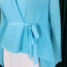 CM.YAYA Gradient Women's Set Full Sleeve Belt Blouse Shirt and Pleated Long Skirts Suit Street Two 2 Piece Set Outfit Tracksuit