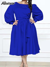 Mlaiscsr Elegant Dinner Prom Yellow A Line Mid Dresses Women O Neck Full Sleeve Belt Waisted Pleated  Female Birthday Party Robe