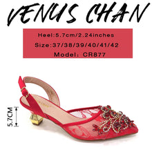 Venus Chan Nigerian Elegant Lace Net Style Green Crystal Low Heel Shoes And Three-Dimensional Mini Bag Commuter Women's Shoes