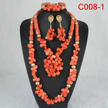 Fashion African Jewelry Set Nigerian Wedding Orange Coral Jewelry Set for Bride
