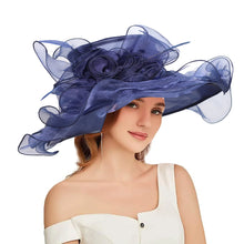 Women's Fascinators Organza Sun Hats Wide Brim Wedding Bride Tea Party Church Fedoras Hat