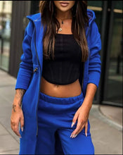 Women's Hooded Zipper Long Coats Tracksuit