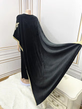 Ramadan Luxury Muslim Fashion Bat Sleeve Moroccan Turkiye Dubai Dress Middle East Arab Dress Sequins Golden Velvet Long Dress