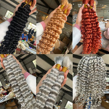Brown Colored Human Braiding Hair 2 Bundles/Pack 100g 18 Inch Deep Wave Curly Bulk 100% Human Hair for Braiding No Weft 10A