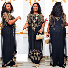 Fake Two-Piece African Dresses for Women 2025 Traditional Nigeria Mesh Hot Drill Caftan Dress Abaya Musulman Robe Femme Clothes