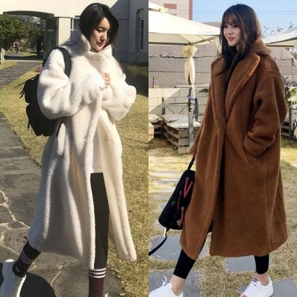 Women's Lamb Fur Coat Warm Autumn Winter Outerwear Jacket