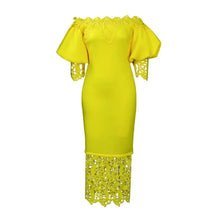 Trend Fashion Lace Midi Dress Women Slash Collar Short Sleeve Stitching Off-Neck Dress High Waist Solid Color Bodycon Sexy Dress
