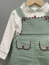 Children's Boutique Clothing Autumn Toddler Boys Cotton Long Sleeve Set White Shirt Green Plaid Bib Pants British Style