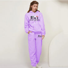 Women's Pants Suit Print Casual Hooded Sweatshirt Set Tracksuit