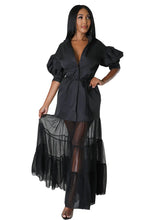 Fashionable White Lace Shirt Short Sleeve Dresses For Women'S Summer New Elegant Lace-up Pocket Lace Shirt Long Dress Female