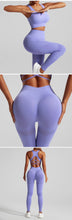 Seamless Yoga Set Two Piece Set Womens Outifits Workout Gym Set Fitness Clothing Tracksuit Backless Crop Top Leggings Sport Suit