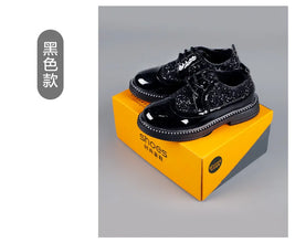 Boys Hollow Out silver Shoes Leather for Kids Party Wedding Dance Shoe Dress Toddler Fashion Children Shoes Flat Golden Autumn