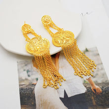African women's long gold-plated earrings with Middle Eastern earrings