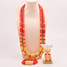 splendid orange nigeria coral beads necklace african jewelry set bridal wedding jewelry sets C21-23-01