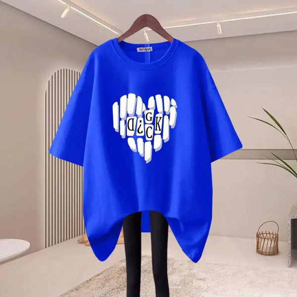 Women Clothing Chic Hand-Painted Printing Y2k T-shirt Summer Pure Cotton O-neck Short Sleeve Basic Tee Casual Loose Top 45-105Kg