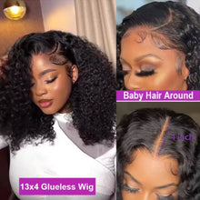 Glueless Wigs Human Hair Wear And Go kinky Curly Brazilian Hair Plucked Precut 13X4 Lace Closure Deep Curls Wigs For Black Women